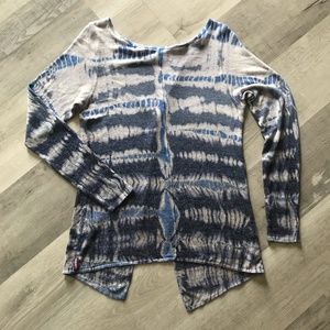 Hard Tail Tie Dye Split Back Long Sleeve Blue White sz Medium